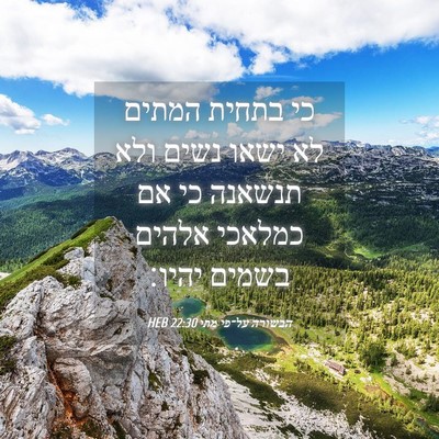 Picture 04 - הבשורה על־פי מתי 22:30 HEB - כי בתחית המתים לא ישאו נשים - Bible Verse Picture