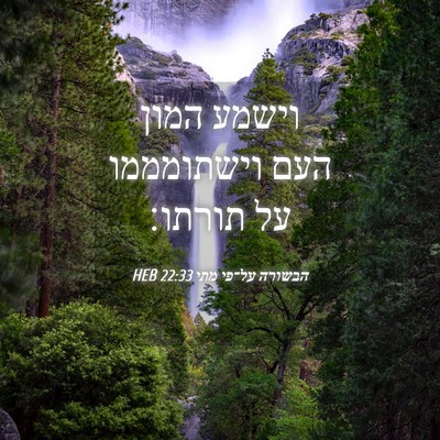 Picture 04 - הבשורה על־פי מתי 22:33 HEB - וישמע המון העם וישתומממו - Bible Verse Picture