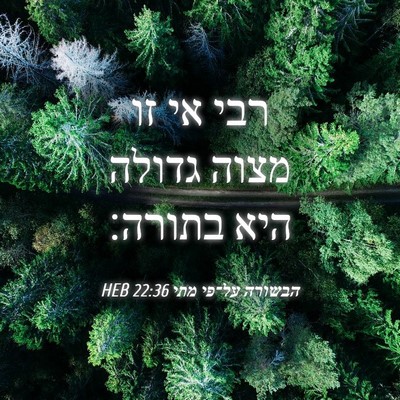 Picture 04 - הבשורה על־פי מתי 22:36 HEB - רבי אי זו מצוה גדולה היא - Bible Verse Picture