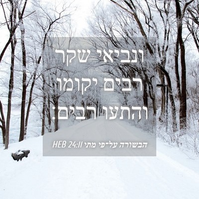 Picture 04 - הבשורה על־פי מתי 24:11 HEB - ונביאי שקר רבים יקומו - Bible Verse Picture