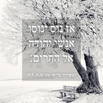 Picture 04 - הבשורה על־פי מתי 24:16 HEB - אז נוס ינוסו אנשי יהודה אל - Bible Verse Picture