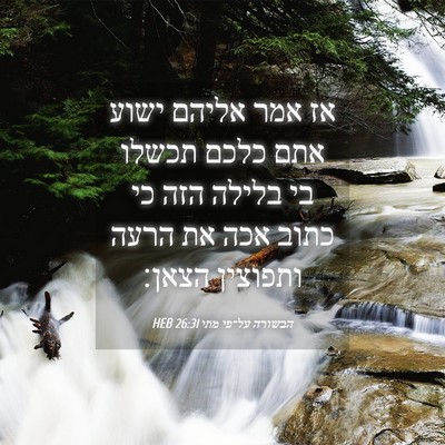 Picture 04 - הבשורה על־פי מתי 26:31 HEB - אז אמר אליהם ישוע אתם כלכם - Bible Verse Picture