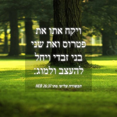 Picture 04 - הבשורה על־פי מתי 26:37 HEB - ויקח אתו את פטרוס ואת שני - Bible Verse Picture