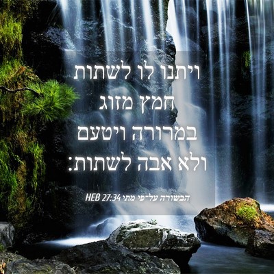 Picture 04 - הבשורה על־פי מתי 27:34 HEB - ויתנו לו לשתות חמץ מזוג - Bible Verse Picture