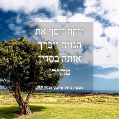 Picture 04 - הבשורה על־פי מתי 27:59 HEB - ויקח יוסף את הגויה ויכרך - Bible Verse Picture
