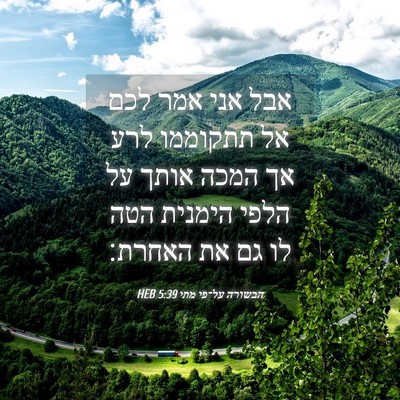 Picture 04 - הבשורה על־פי מתי 5:39 HEB - אבל אני אמר לכם אל תתקוממו - Bible Verse Picture