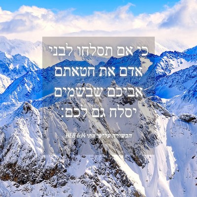 Picture 04 - הבשורה על־פי מתי 6:14 HEB - כי אם תסלחו לבני אדם את - Bible Verse Picture