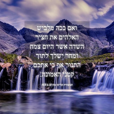 Picture 04 - הבשורה על־פי מתי 6:30 HEB - ואם ככה מלביש האלהים את - Bible Verse Picture