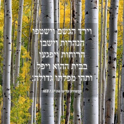 Picture 04 - הבשורה על־פי מתי 7:27 HEB - וירד הגשם וישטפו הנהרות - Bible Verse Picture