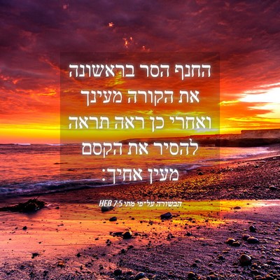 Picture 04 - הבשורה על־פי מתי 7:5 HEB - החנף הסר בראשונה את הקורה - Bible Verse Picture