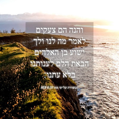 Picture 04 - הבשורה על־פי מתי 8:29 HEB - והנה הם צעקים לאמר מה לנו - Bible Verse Picture