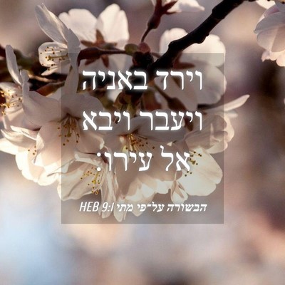 Picture 04 - הבשורה על־פי מתי 9:1 HEB - וירד באניה ויעבר ויבא אל - Bible Verse Picture