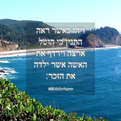 Picture 04 - ההתגלות 12:13 HEB - ויהי כאשר ראה התנין כי הוטל - Bible Verse Picture