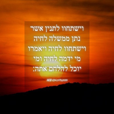 Picture 04 - ההתגלות 13:4 HEB - וישתחוו לתנין אשר נתן - Bible Verse Picture