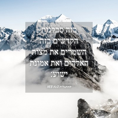 Picture 04 - ההתגלות 14:12 HEB - בזה סבלנות הקדשים בזה - Bible Verse Picture