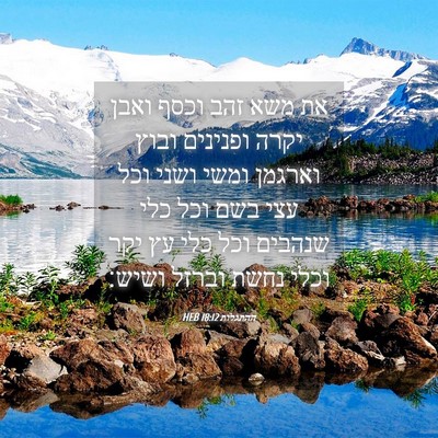Picture 04 - ההתגלות 18:12 HEB - את משא זהב וכסף ואבן יקרה - Bible Verse Picture
