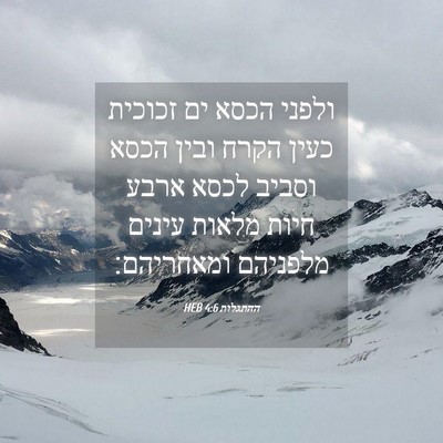 Picture 04 - ההתגלות 4:6 HEB - ולפני הכסא ים זכוכית כעין - Bible Verse Picture