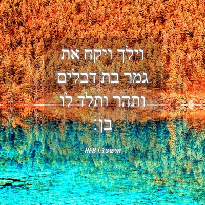 Picture 04 - הושע 1:3 HEB - וילך ויקח את גמר בת דבלים - Bible Verse Picture