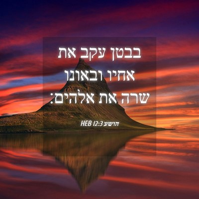Picture 04 - הושע 12:3 HEB - בבטן עקב את אחיו ובאונו שרה - Bible Verse Picture
