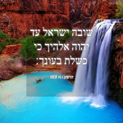 Picture 04 - הושע 14:1 HEB - שובה ישראל עד יהוה אלהיך כי - Bible Verse Picture