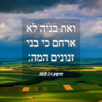 Picture 04 - הושע 2:4 HEB - ואת בניה לא ארחם כי בני - Bible Verse Picture