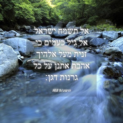 Picture 04 - הושע 9:1 HEB - אל תשמח ישראל אל גיל כעמים - Bible Verse Picture