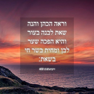 Picture 04 - ויקרא 13:10 HEB - וראה הכהן והנה שאת לבנה - Bible Verse Picture