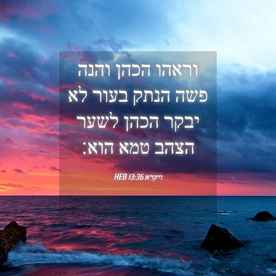 Picture 04 - ויקרא 13:36 HEB - וראהו הכהן והנה פשה הנתק - Bible Verse Picture