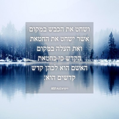 Picture 04 - ויקרא 14:13 HEB - ושחט את הכבש במקום אשר ישחט - Bible Verse Picture