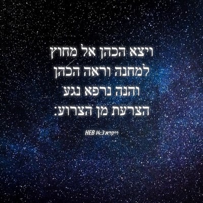 Picture 04 - ויקרא 14:3 HEB - ויצא הכהן אל מחוץ למחנה - Bible Verse Picture