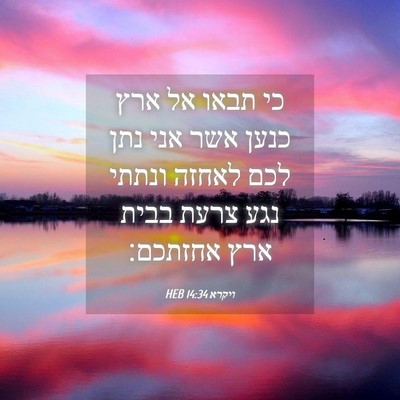 Picture 04 - ויקרא 14:34 HEB - כי תבאו אל ארץ כנען אשר אני - Bible Verse Picture