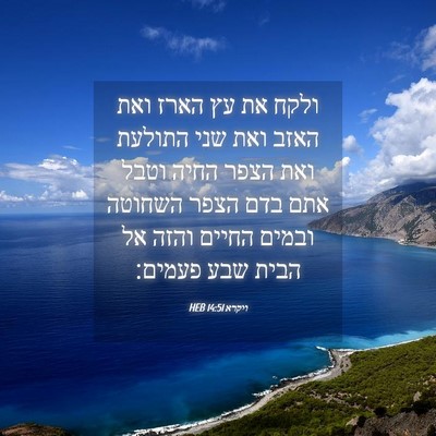 Picture 04 - ויקרא 14:51 HEB - ולקח את עץ הארז ואת האזב - Bible Verse Picture