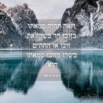 Picture 04 - ויקרא 15:3 HEB - וזאת תהיה טמאתו בזובו רר - Bible Verse Picture
