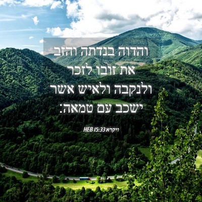 Picture 04 - ויקרא 15:33 HEB - והדוה בנדתה והזב את זובו - Bible Verse Picture