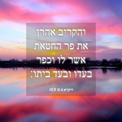 Picture 04 - ויקרא 16:6 HEB - והקריב אהרן את פר החטאת אשר - Bible Verse Picture