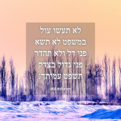 Picture 04 - ויקרא 19:15 HEB - לא תעשו עול במשפט לא תשא - Bible Verse Picture