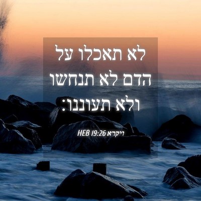 Picture 04 - ויקרא 19:26 HEB - לא תאכלו על הדם לא תנחשו - Bible Verse Picture