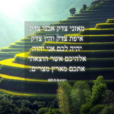 Picture 04 - ויקרא 19:36 HEB - מאזני צדק אבני צדק איפת צדק - Bible Verse Picture