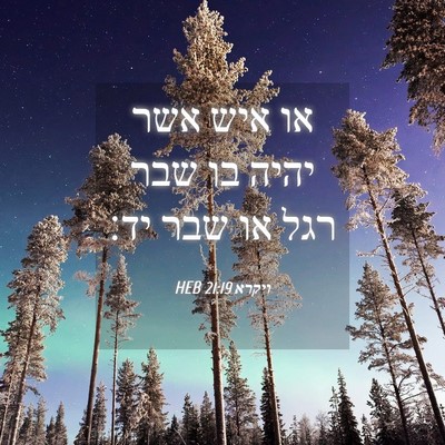 Picture 04 - ויקרא 21:19 HEB - או איש אשר יהיה בו שבר רגל - Bible Verse Picture