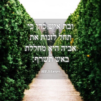 Picture 04 - ויקרא 21:9 HEB - ובת איש כהן כי תחל לזנות את - Bible Verse Picture