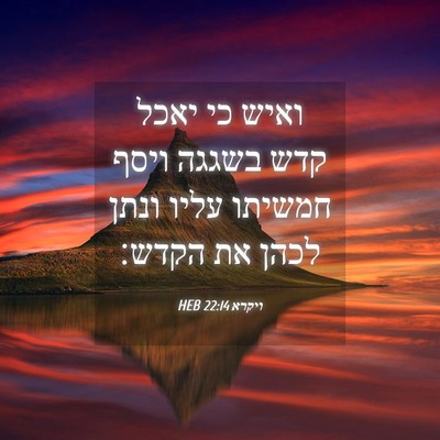 Picture 04 - ויקרא 22:14 HEB - ואיש כי יאכל קדש בשגגה ויסף - Bible Verse Picture