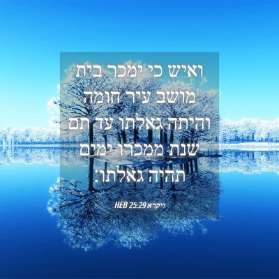 Picture 04 - ויקרא 25:29 HEB - ואיש כי ימכר בית מושב עיר - Bible Verse Picture