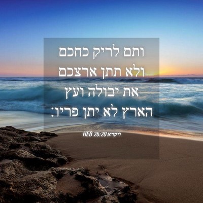 Picture 04 - ויקרא 26:20 HEB - ותם לריק כחכם ולא תתן ארצכם - Bible Verse Picture