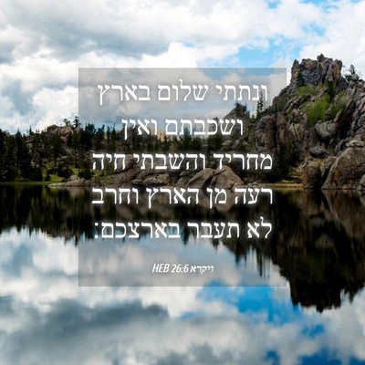 Picture 04 - ויקרא 26:6 HEB - ונתתי שלום בארץ ושכבתם - Bible Verse Picture