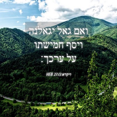 Picture 04 - ויקרא 27:13 HEB - ואם גאל יגאלנה ויסף חמישתו - Bible Verse Picture