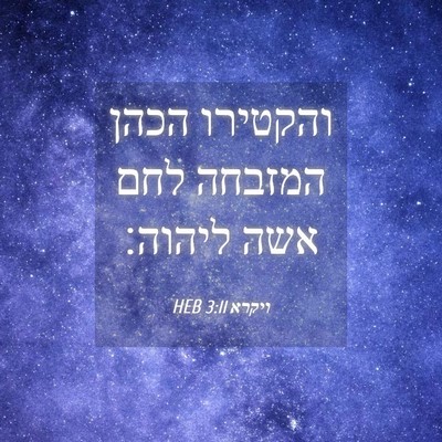 Picture 04 - ויקרא 3:11 HEB - והקטירו הכהן המזבחה לחם - Bible Verse Picture