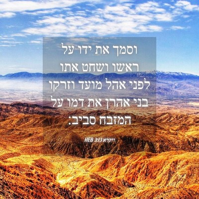 Picture 04 - ויקרא 3:13 HEB - וסמך את ידו על ראשו ושחט - Bible Verse Picture