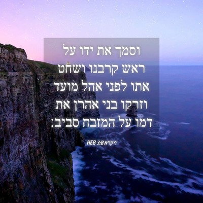 Picture 04 - ויקרא 3:8 HEB - וסמך את ידו על ראש קרבנו - Bible Verse Picture