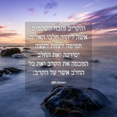 Picture 04 - ויקרא 3:9 HEB - והקריב מזבח השלמים אשה - Bible Verse Picture