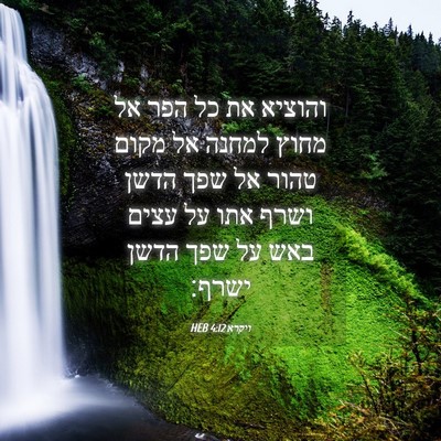 Picture 04 - ויקרא 4:12 HEB - והוציא את כל הפר אל מחוץ - Bible Verse Picture